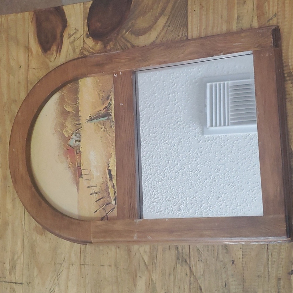 Vintage Wood Framed wall Mirror with Scenic Painting
